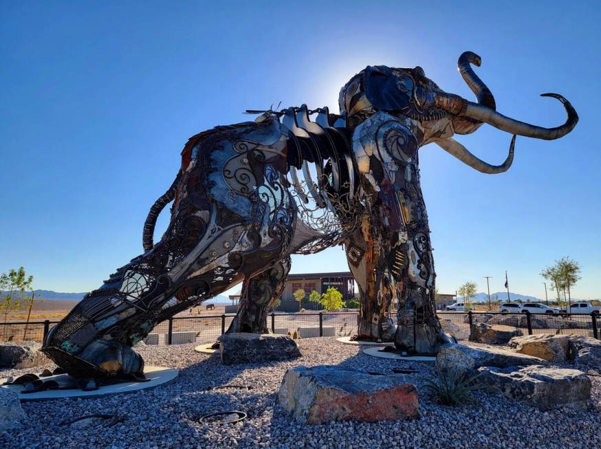 Monumental Mammoth, which debuted in 2019 at Northern Nevada’s Burning Man festival, stands a ...