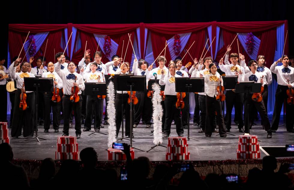 Students in the newly established mariachi classes at Cheyenne High School perform in a winter ...