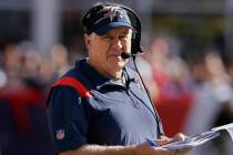 Then-New England Patriots head coach Bill Belichick during the second half of an NFL football g ...