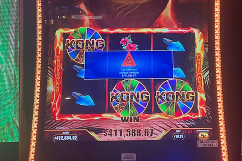 A guest won a progressive jackpot of $411,589 on the Kong: Skull Island slot machine Monday, De ...