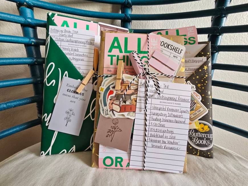 Buttercup Books, a pop-up business in Las Vegas, sells "blind date with a book" gift packages w ...