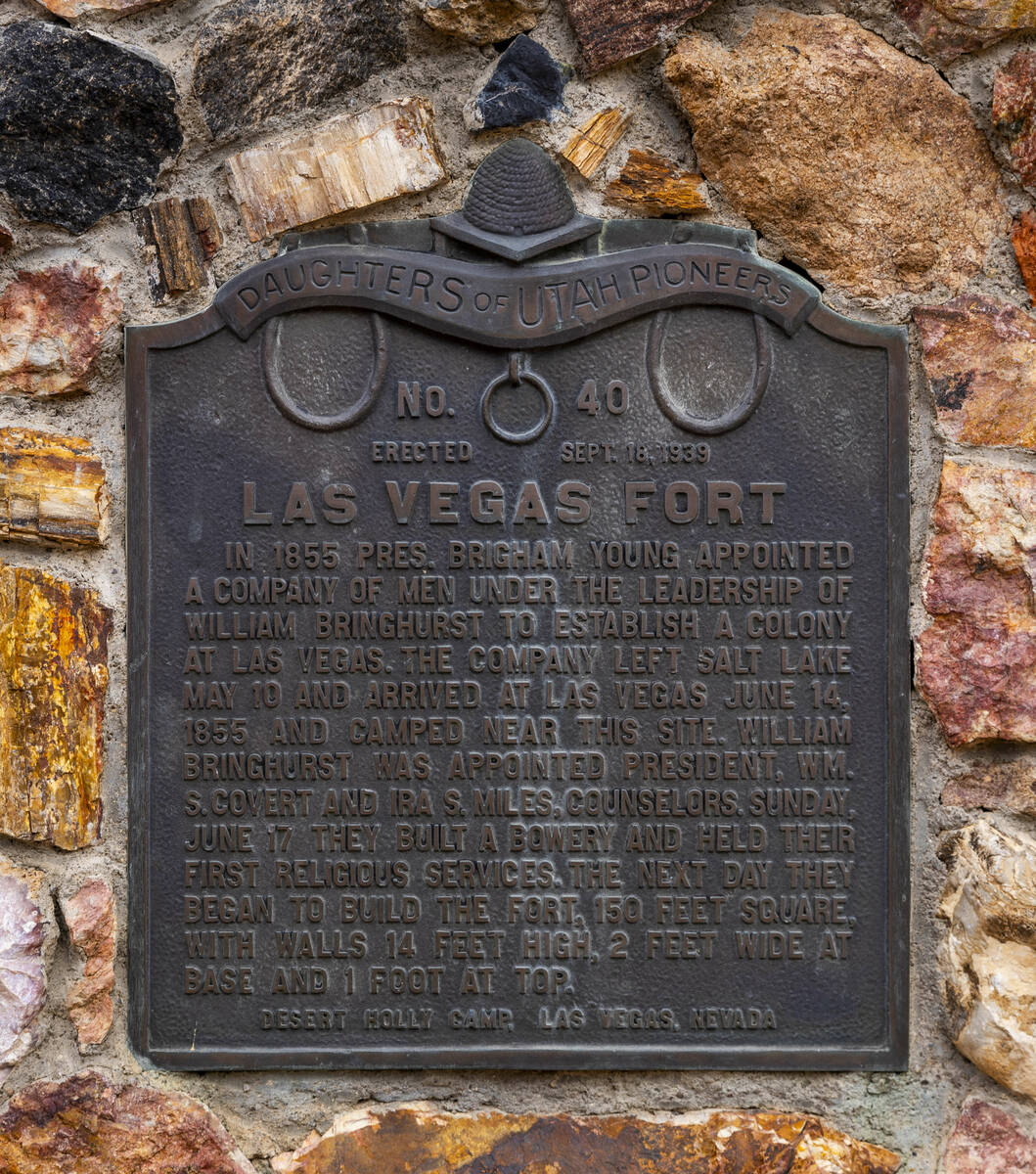 Sign erected at the Old Mormon Fort, one of the properties on Preserve Nevada's list of 12 "mos ...