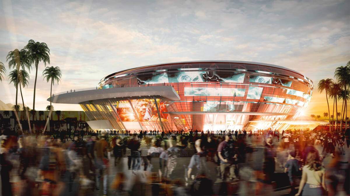 Artist's rendering of the proposed All Net Arena complex; arena exterior. Courtesy Cuningham Gr ...