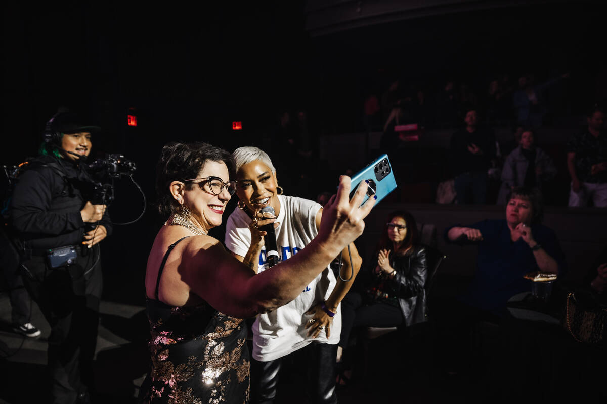 Fan Sparky Lisa snaps a selfie with Sibley Scoles at at the 11th anniversary of Mondays Dark at ...