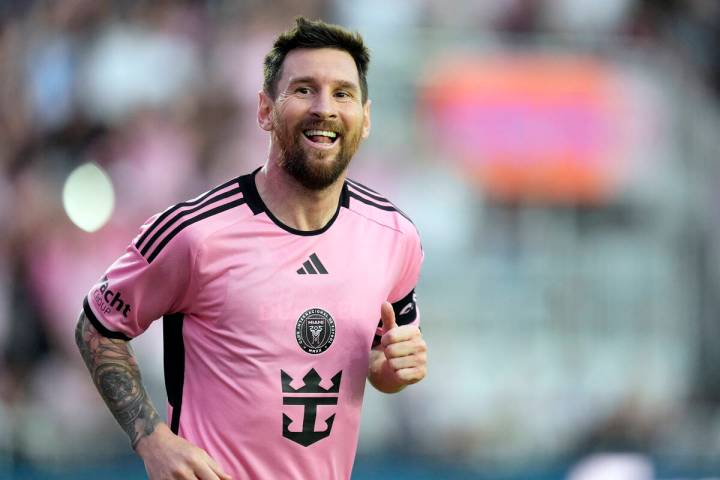 FILE - Inter Miami forward Lionel Messi runs after scoring against Orlando City during the seco ...