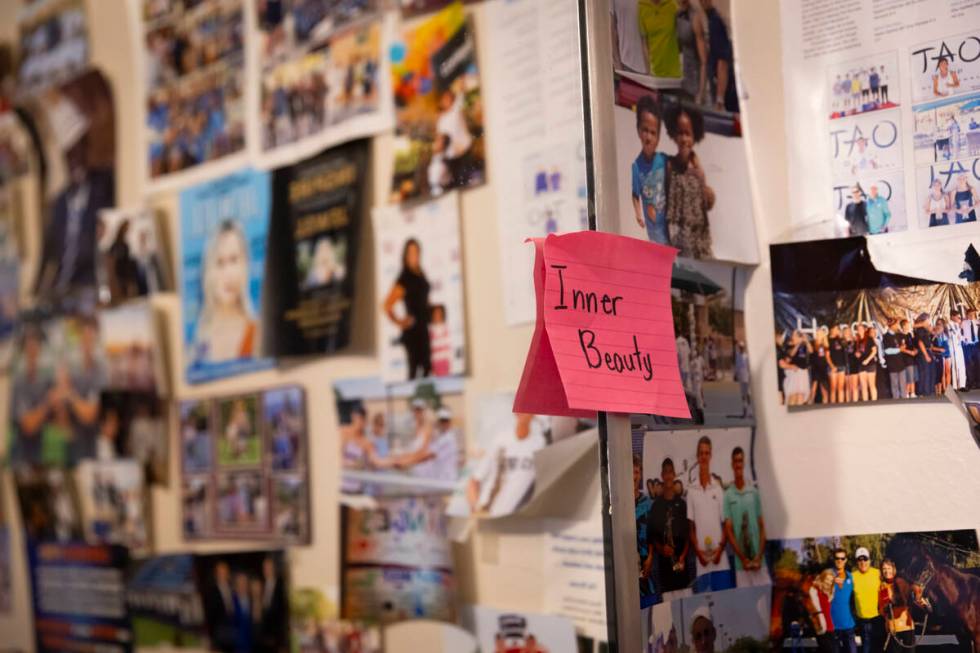 A post-it note is seen in a bathroom at the Inspiring Children Foundation, which assists youth ...