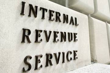 Sign on Internal Revenue Service building, Washington, DC