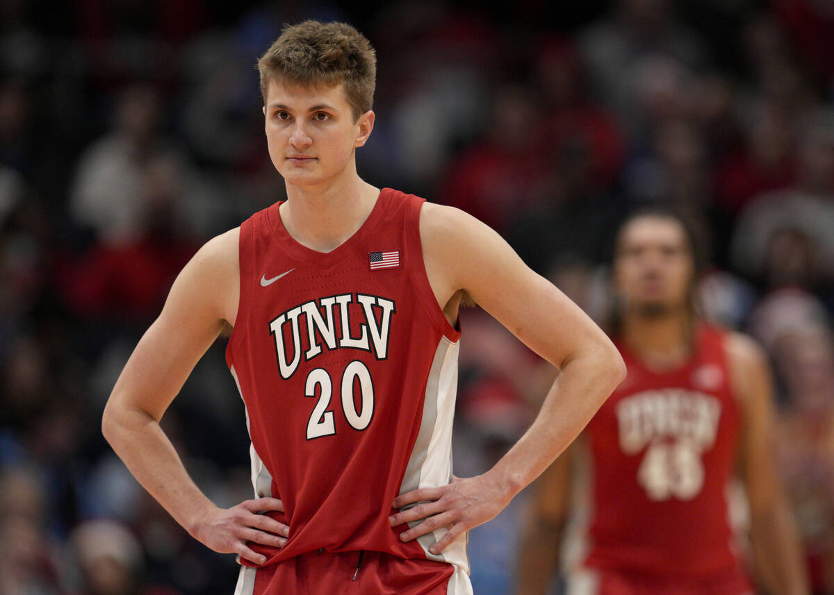 UNLV's Julian Rishwain (20) plays during the second half of an NCAA college basketball game aga ...