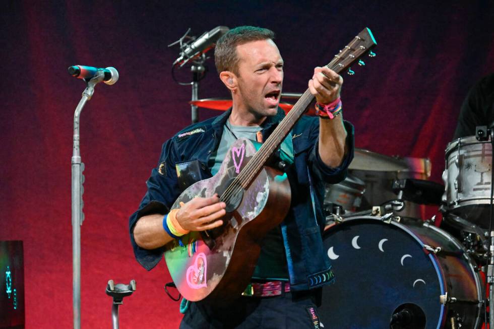 Chris Martin of Coldplay performs a song from the band's 10th studio album "Moon Music&quo ...