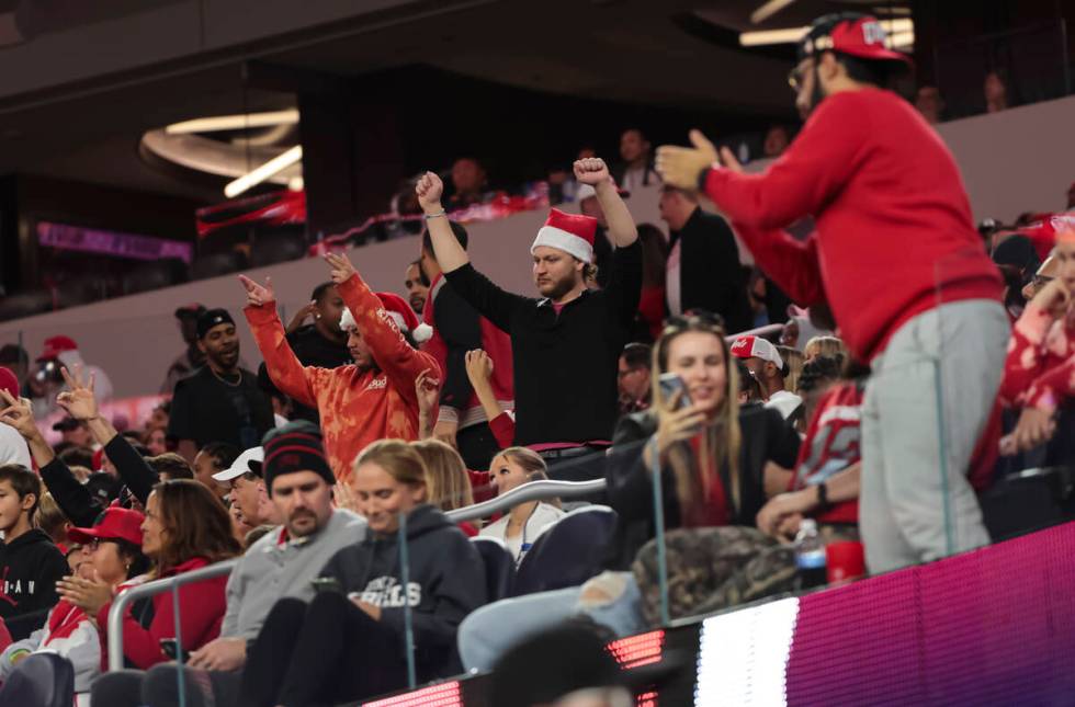 UNLV fans cheer during the second half of the LA Bowl NCAA college football game against Cal at ...