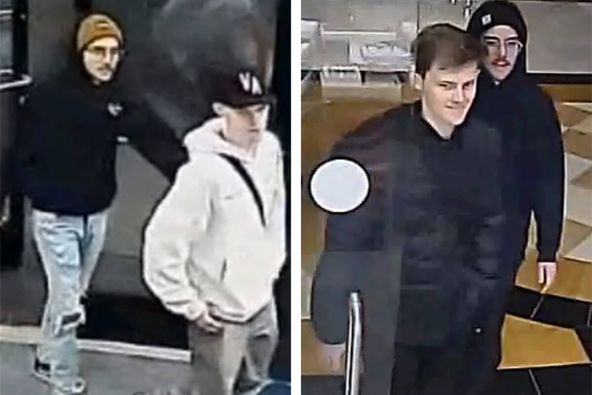 Police are searching for two men in connection with a pair of thefts at specialty retail locati ...