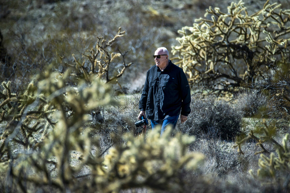 Alan O’Neill gives a tour of the Avi Kia Ame proposed national monument site on Feb. 12, 2022 ...