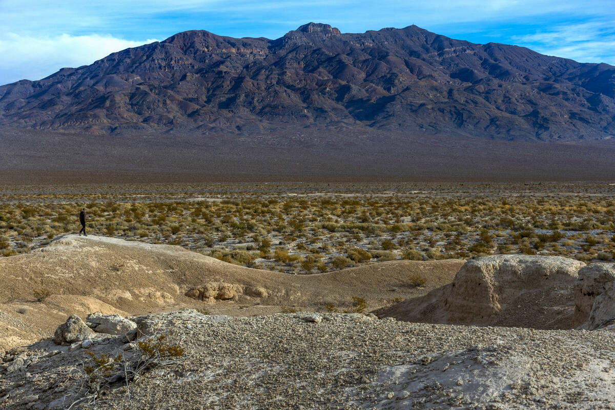 A man walks about the Tule Springs Fossil Beds National Monument which is one of the locations ...