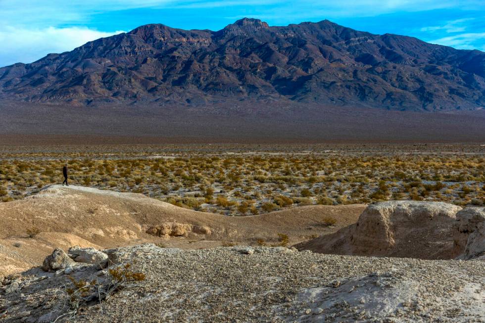 A man walks about the Tule Springs Fossil Beds National Monument which is one of the locations ...