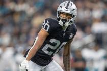 Raiders safety Isaiah Pola-Mao (20) in coverage on the field during the first half of an NFL ga ...