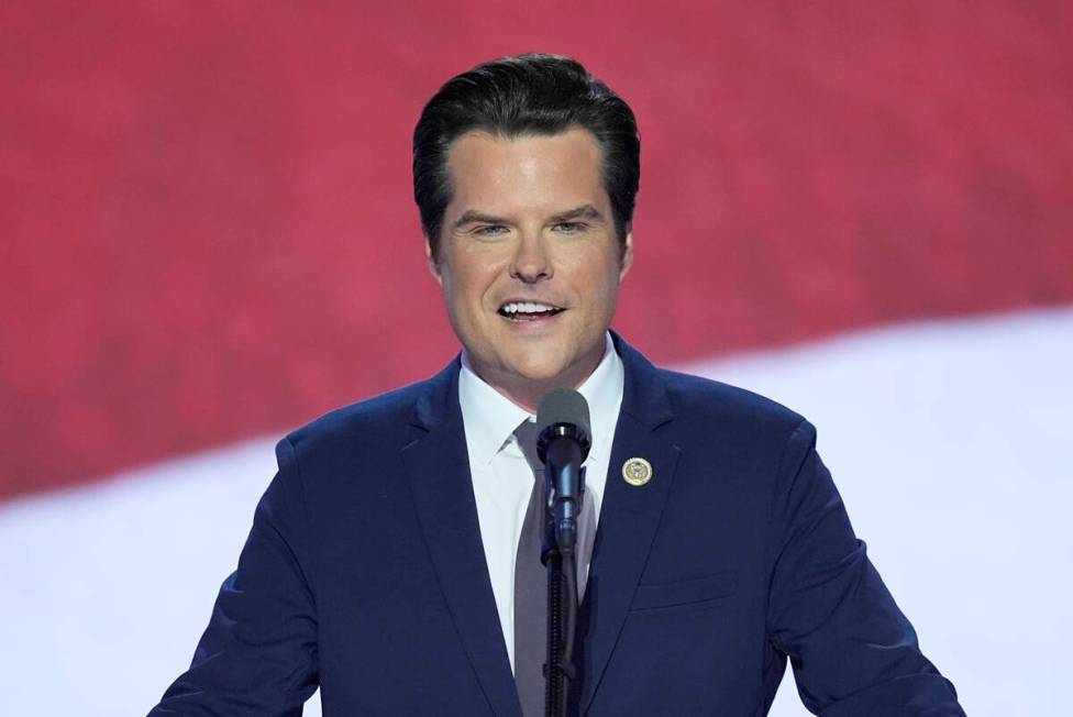 Rep. Matt Gaetz, R-Fla., speaks at the Republican National Convention in Milwaukee, July 17, 20 ...