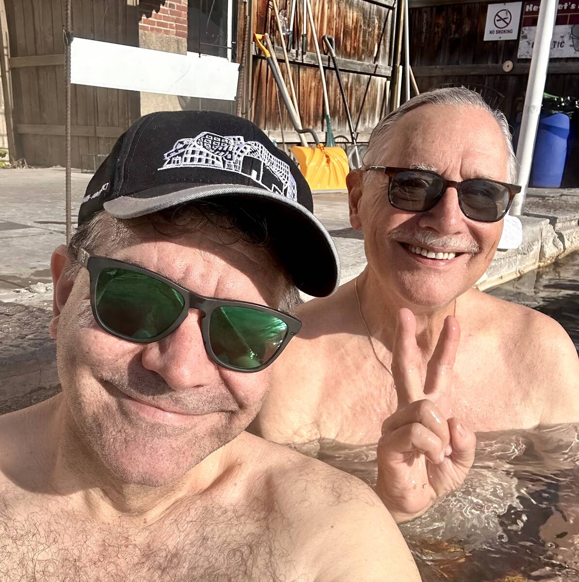 John Katsilometes and his father, George, are shown in the hot baths at Lava Hot Springs Inn on ...