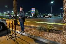 Lt. Jason Johansson discusses a homicide near H Street and Owens Avenue on Monday, Dec. 23, 202 ...