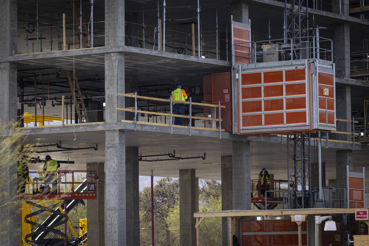 Construction continues on the new tower at the M Resort on Tuesday, Dec. 24, 2024, in Henderson ...