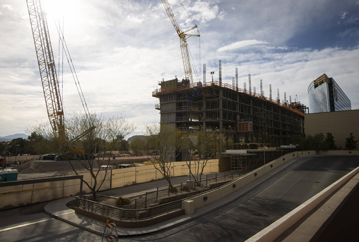 Construction continues on the new tower at the M Resort on Tuesday, Dec. 24, 2024, in Henderson ...