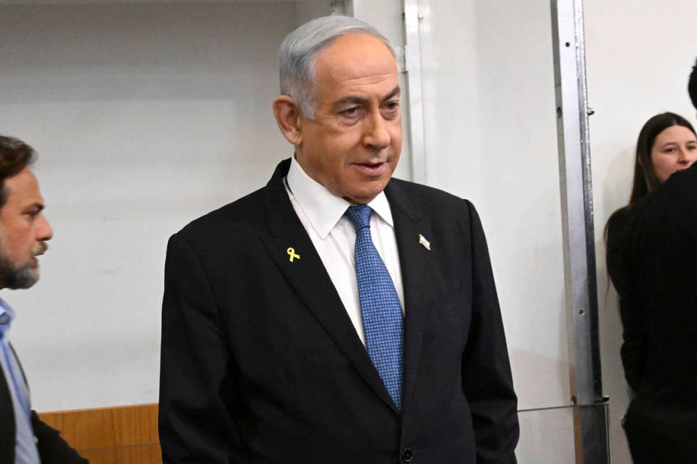 Israeli Prime Minister Benjamin Netanyahu attends the fifth day of testimony in his trial on co ...