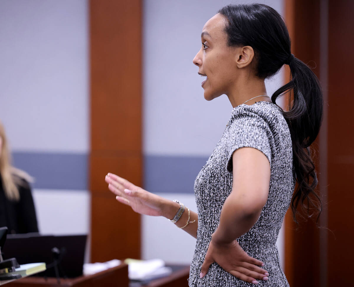 Deputy District Attorney Alfa Alemayehu argues in court for no bail during a hearing for Jaxsy ...