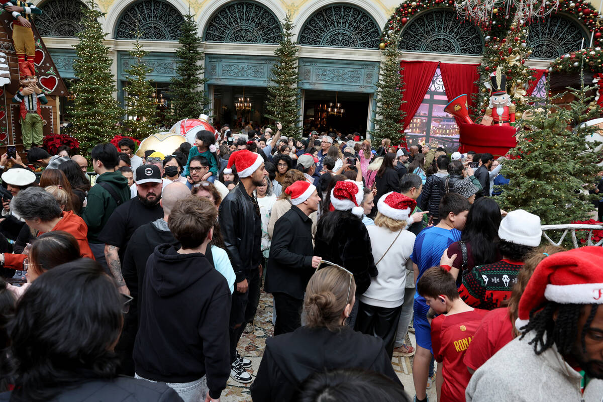 Guests take in ‘Twas holiday flower display at Bellagio Conservatory & Botanical Gar ...