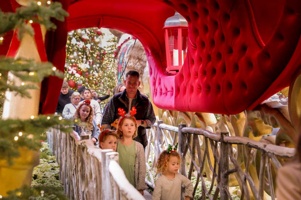 The Nelson family of Las Vegas take in ‘Twas holiday flower display at Bellagio Conserva ...