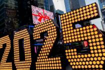 The 2025 New Year's Eve numerals are displayed in Times Square, on Dec. 18, 2024, in New York. ...