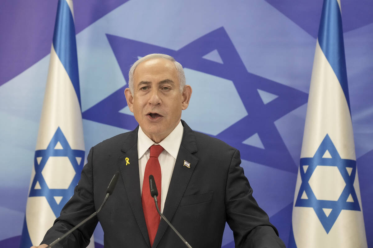 FILE - Israeli Prime Minister Benjamin Netanyahu speaks during a press conference in Jerusalem, ...