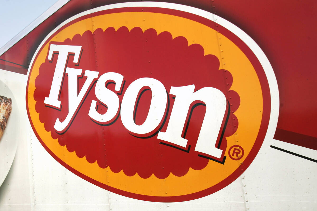 A Tyson Foods logo is seen on a truck parked at a food warehouse in Little Rock, Ark., on Oct. ...