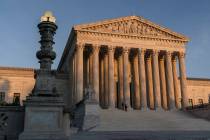 The Supreme Court is seen at sundown in Washington, Nov. 6, 2020. (AP Photo/J. Scott Applewhite ...