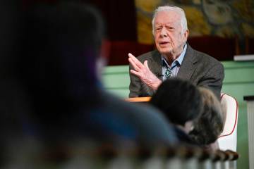 Former President Jimmy Carter teaches Sunday school at Maranatha Baptist Church, in Plains, Ga. ...