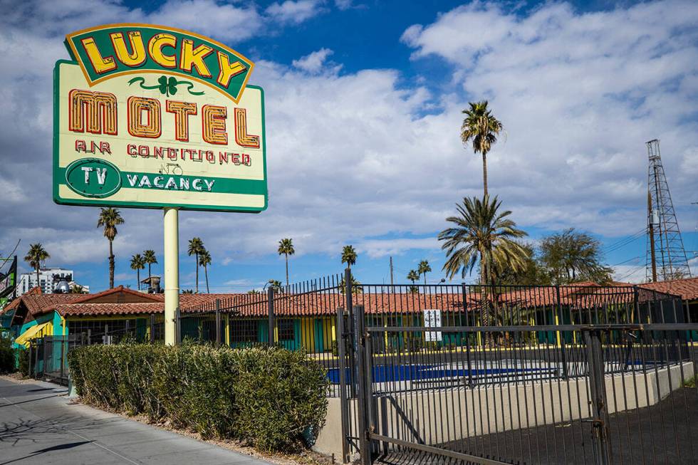 The former Lucky Motel at 1111 East Fremont St. in Downtown Las Vegas owned by Tony Hsieh phot ...