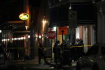 Emergency services attend the scene after a vehicle drove into a crowd on New Orleans' Canal an ...