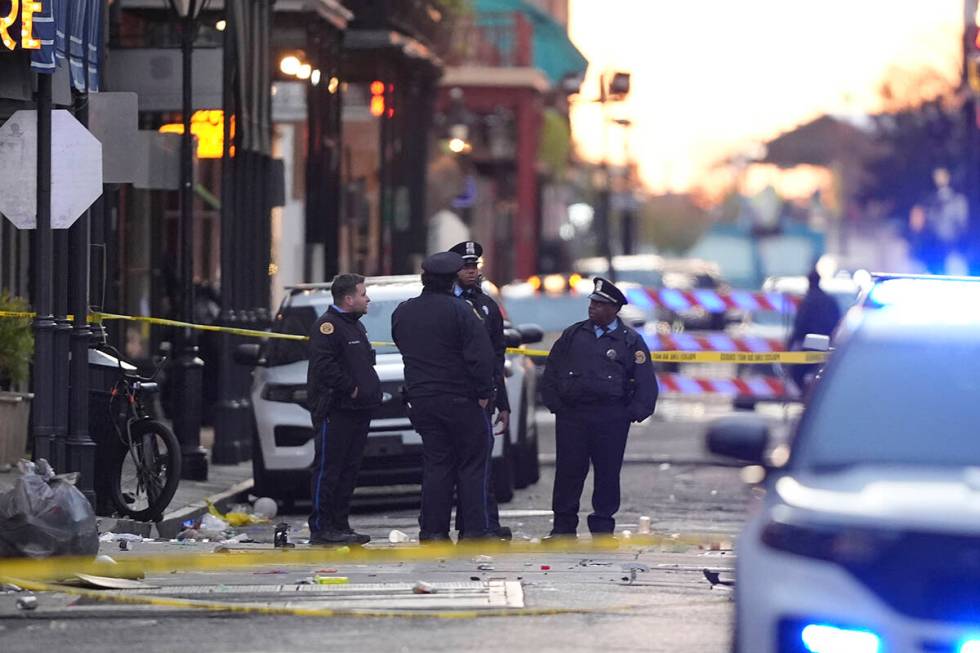 Emergency services attend the scene on Bourbon Street after a vehicle drove into a crowd on New ...