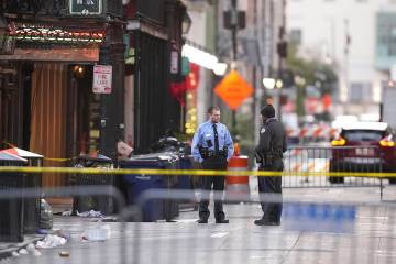 Emergency services attend the scene on Bourbon Street after a vehicle drove into a crowd on New ...