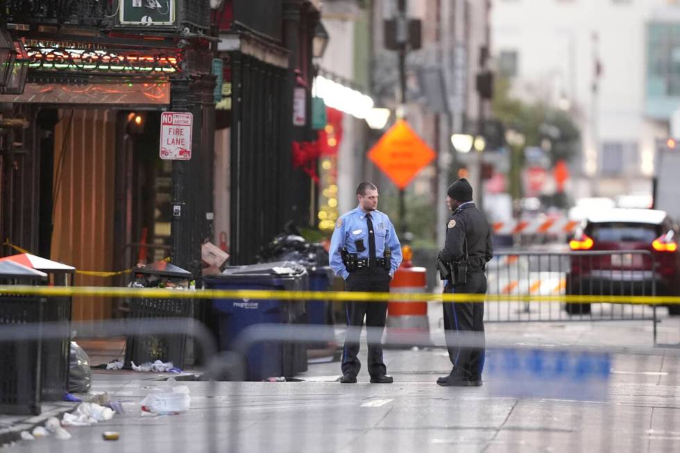 Emergency services attend the scene on Bourbon Street after a vehicle drove into a crowd on New ...