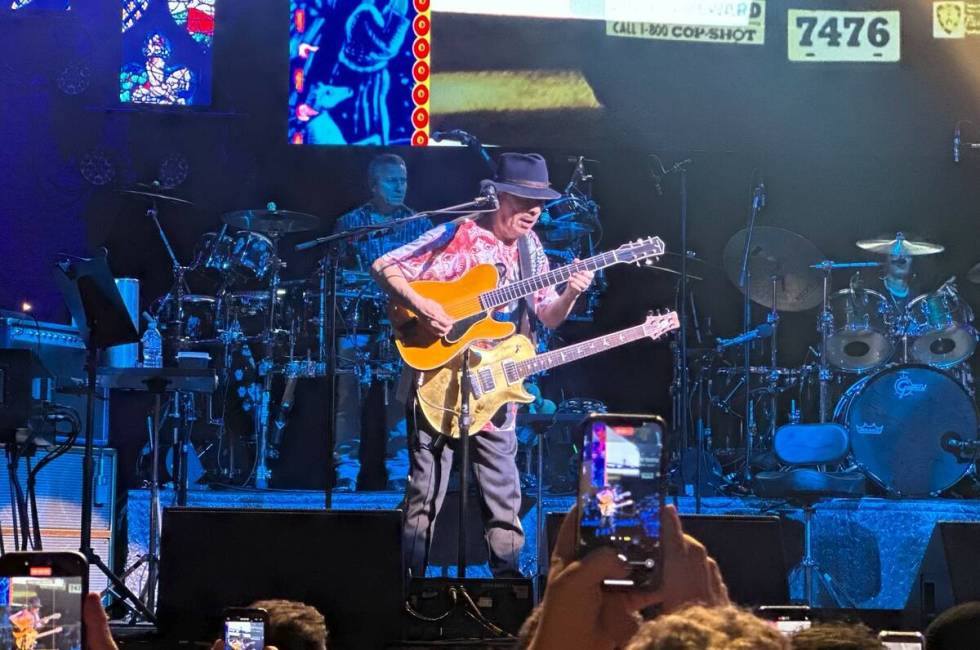 Carlos Santana’s injured digit is keeping him from the House of Blues stage this month. (John ...