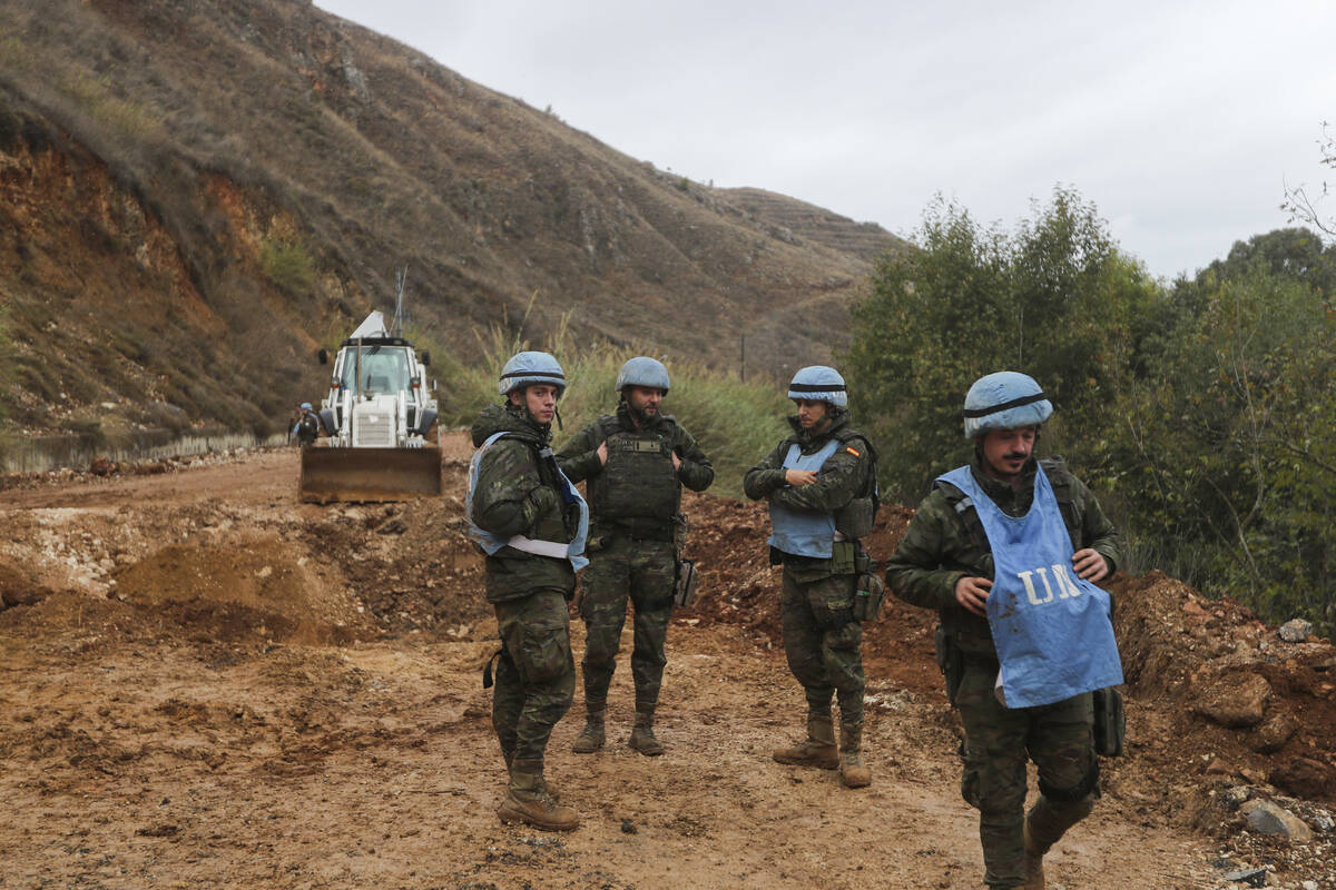 FILE - UNIFIL peacekeepers secure the area in Khardali, southern Lebanon, following a ceasefire ...