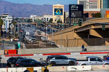 Roadwork along Dean Martin Drive and other streets continues as part of the I-15-Tropicana proj ...