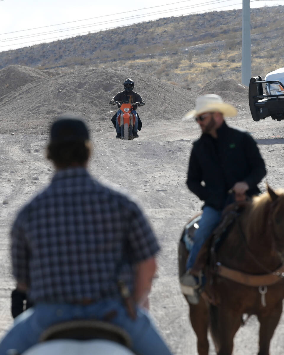 Volunteers on horseback and motorbikes search for missing teen Jennaleah Hin on Friday, Jan. 3, ...