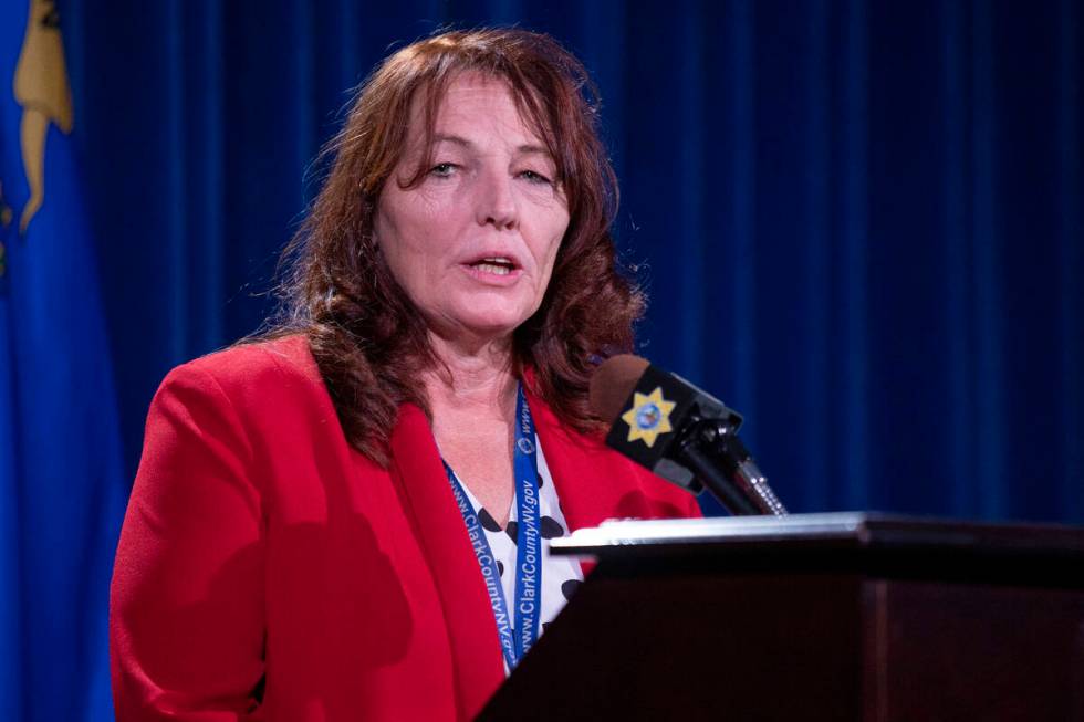 Clark County Commissioner Marilyn Kirkpatrick speaks during a media briefing at the Metropolita ...