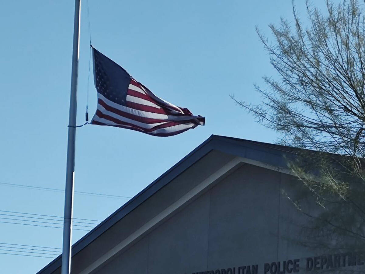 A U.S. flag at the Enterprise Area Command headquarters of the Lass Vegas Metropolitan Police D ...