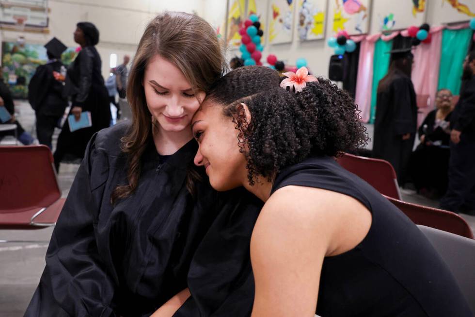 Melanie Costantini, an inmate at Florence McClure Women’s Correctional Center, cries with her ...