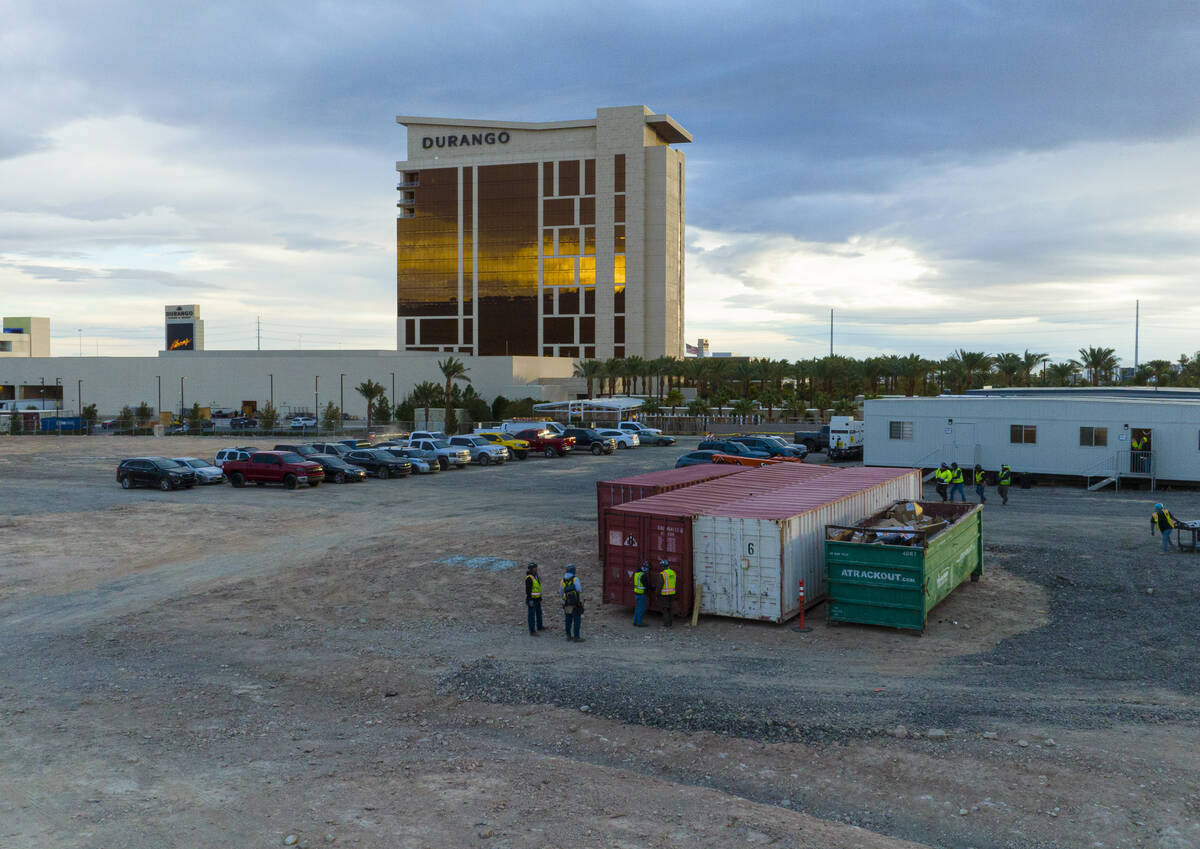 An aerial view of Durango hotel-casino with the vacant land to its west, on Tuesday, Jan 7, 202 ...