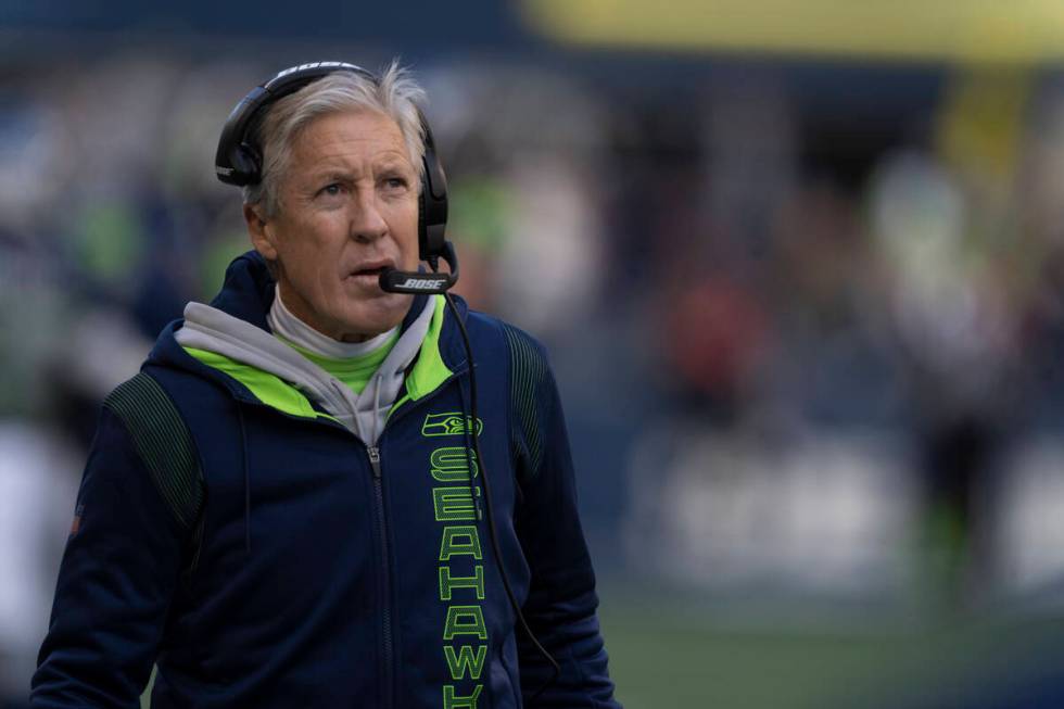 Seattle Seahawks head coach Pete Carroll is pictured during an NFL football game against the Sa ...