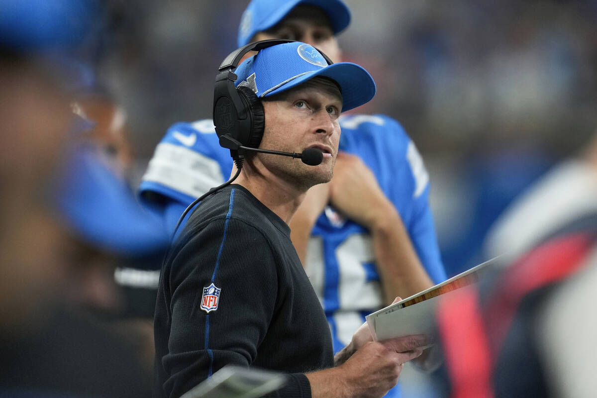 Detroit Lions offensive coordinator Ben Johnson watches against the Tennessee Titans during an ...