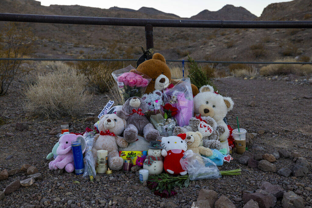 A makeshift memorial for Jennaleah Hin, 17, who was found dead on Jan. 5, 2025, in a desert are ...