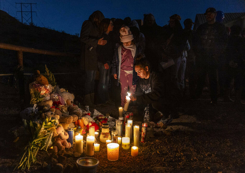 Family and friends gather during a vigil for Jennaleah Hin, 17, who was found dead on Jan. 5, 2 ...